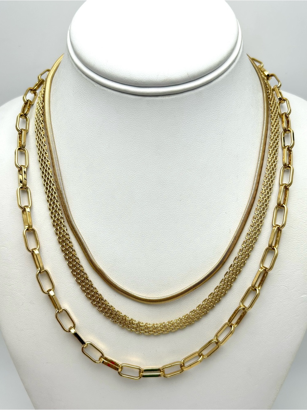 J. Crew Triple Strand Gold Chain Necklace